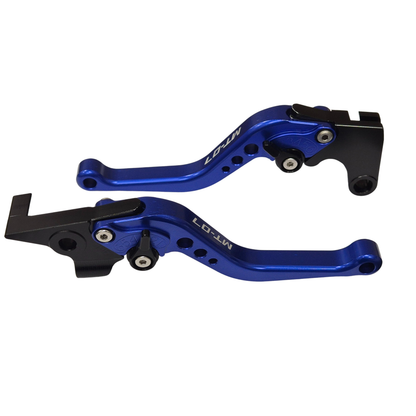 Engraved Short Blue Clutch & Brake Levers For Yamaha MT-07 2014-2026