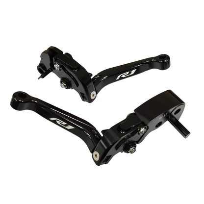 BLACK / BLACK BRAKE & CLUTCH LEVERS SET YAMAHA YZF-R1 R1M R1S 2015-2024
