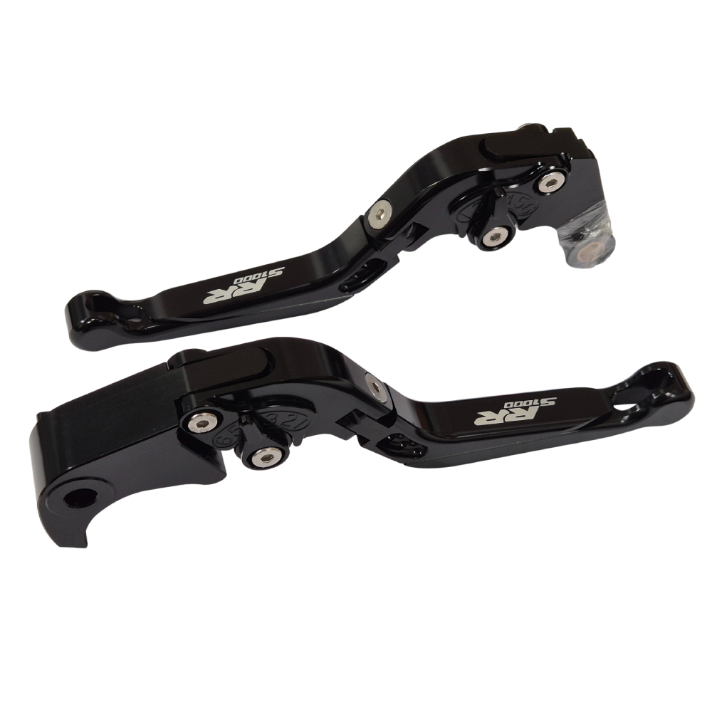 BLACK/BLACK ADJUSTABLE EXTENDABLE BRAKE CLUTCH LEVERS SET BMW S1000RR 2010-2019