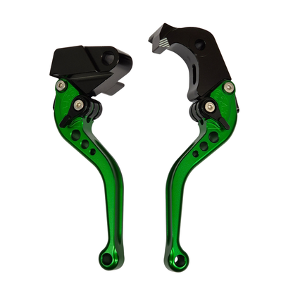 Short Green Adjustable Brake & Clutch Lever Set Kawasaki Z900SE 2022-2024