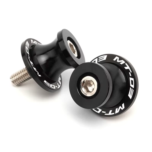 Black Motorcycle Paddock Stand Spool Bobbins - Yamaha MT-03 2006-2025