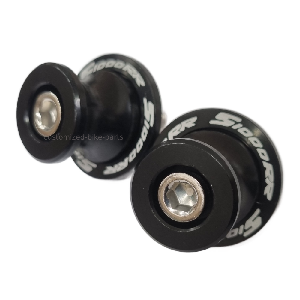 Black Motorcycle Paddock Stand Spool Bobbins - BMW S1000RR 2009-2025