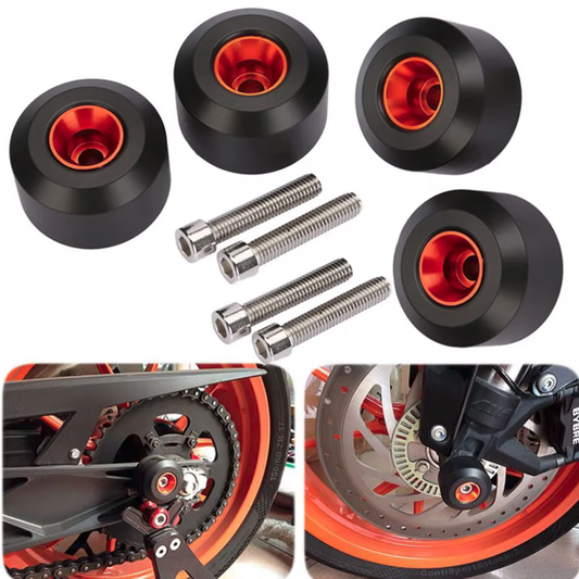 Front & Rear Set Axle Crash Protection Bobbin Sliders - KTM Duke 125, 200, 390