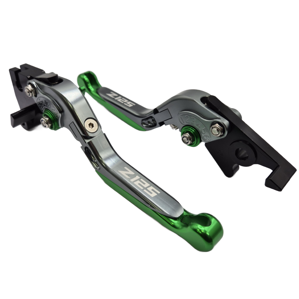 Adjustable Clutch Brake Lever Set Green/Titanium Kawasaki Ninja Z125 2019-2025
