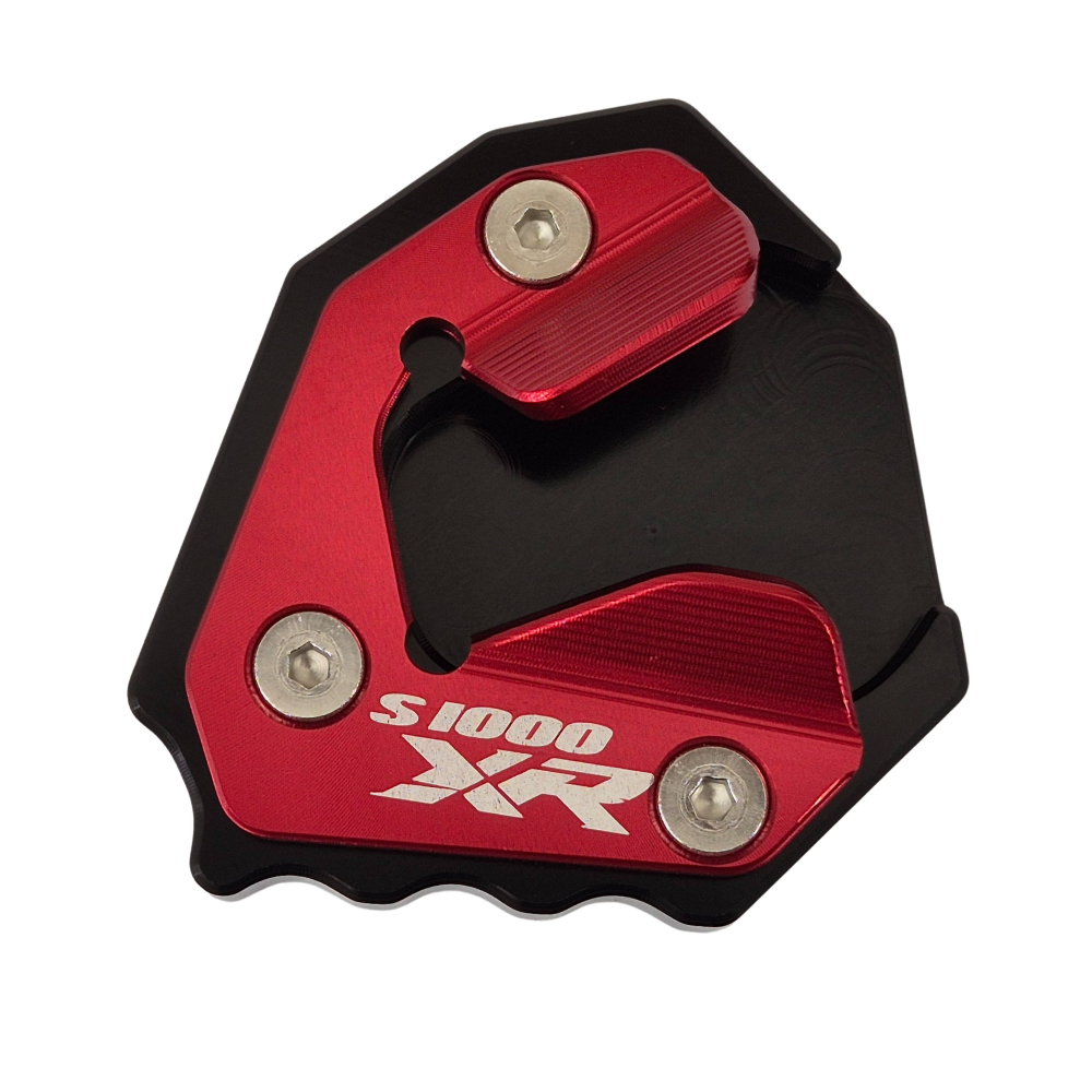 Black/Red CNC Side Stand Kickstand Shoe Extender - BMW S1000XR 2020-2025