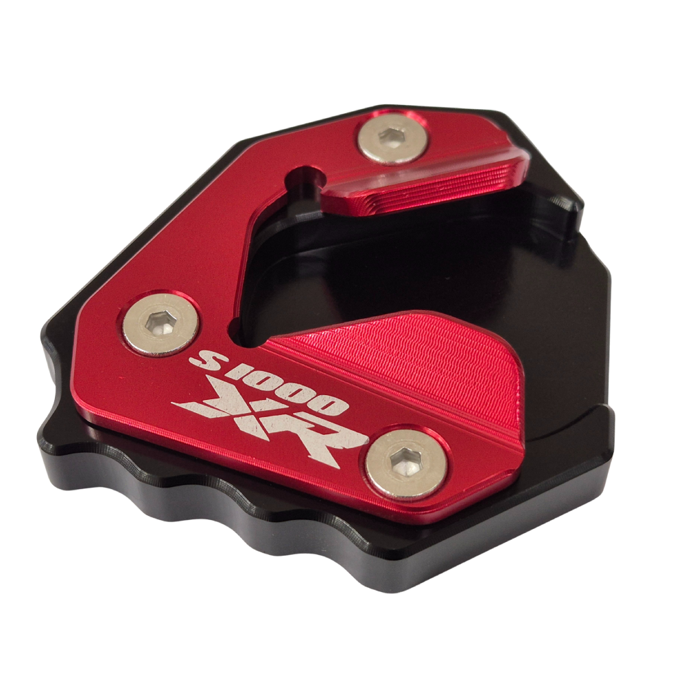 Black/Red CNC Side Stand Kickstand Shoe Extender - BMW S1000XR 2020-2025