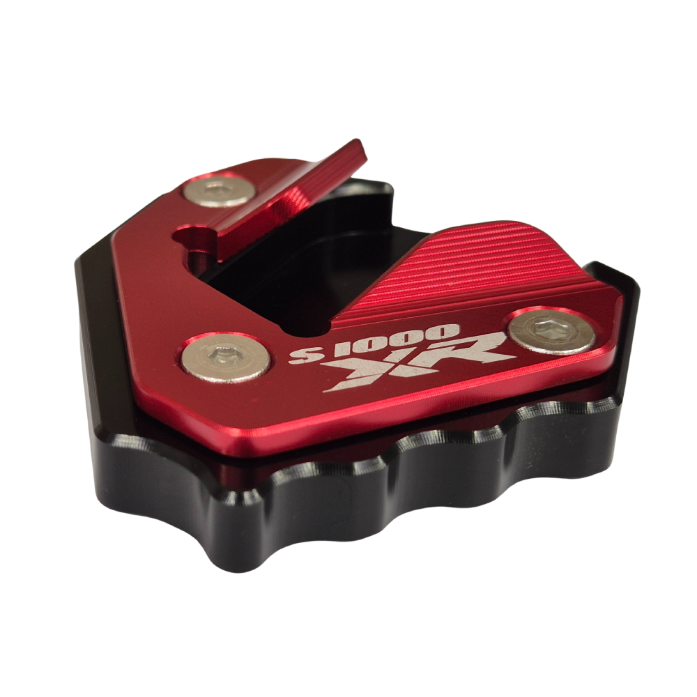 Black/Red CNC Side Stand Kickstand Shoe Extender - BMW S1000XR 2020-2025