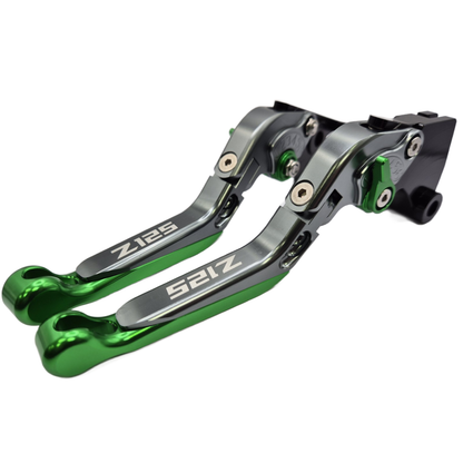 Adjustable Clutch Brake Lever Set Green/Titanium Kawasaki Ninja Z125 2019-2025