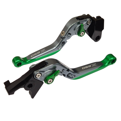 Titanium / Green Adjustable Brake Clutch Levers - Kawasaki Z650 2017-2026