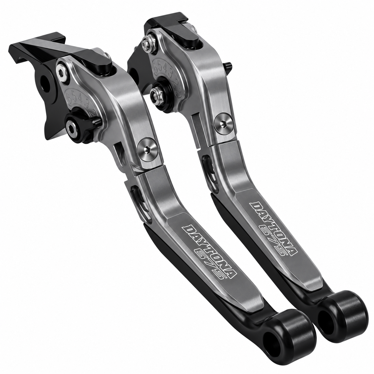 Titanium / Black Adjustable Clutch Brake Levers - Triumph Daytona 675 2006-2017
