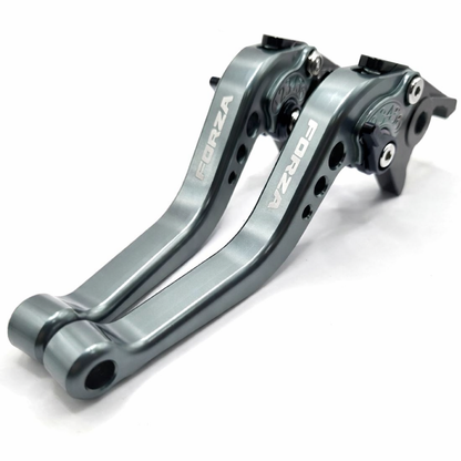 Honda Forza 125 250 300 2010-2023 Short Clutch Brake Lever Set - Titanium / Blue