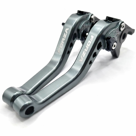 Honda Forza 125 250 300 2010-2023 Short Clutch Brake Lever Set - Titanium / Blue