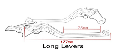 Long Black Clutch & Brake Levers For Aprilia SX125 2021-2025