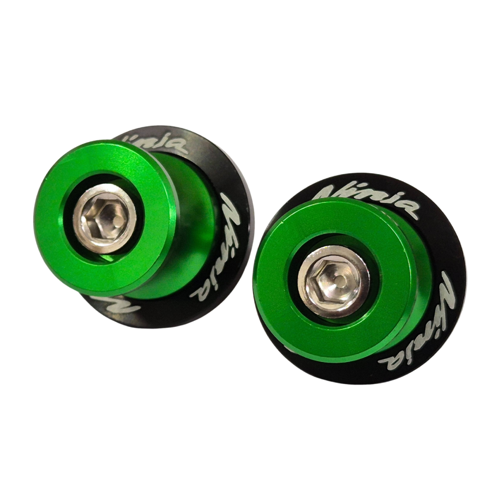 Green Motorcycle Paddock Stand Spool Bobbins - Kawasaki Ninja ZX-6R / ZX-10R
