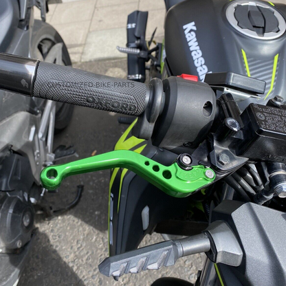 Short Green Clutch & Brake Levers For Kawasaki Eliminator 500 2024-2026