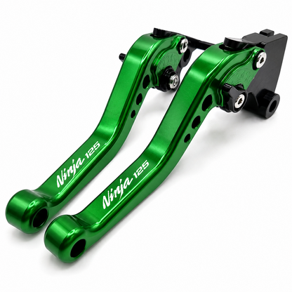 Shorty Green Clutch & Brake Levers For Kawasaki Ninja 125 2019-2026