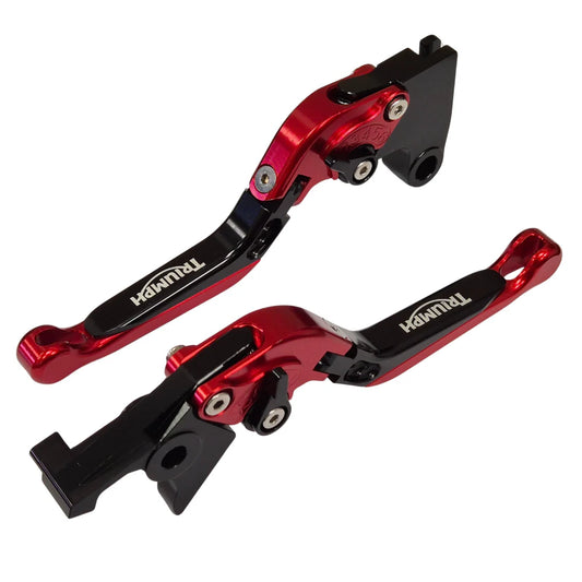 Red Adjustable Clutch & Brake Levers for Triumph Bonneville T120 / T100 16-26