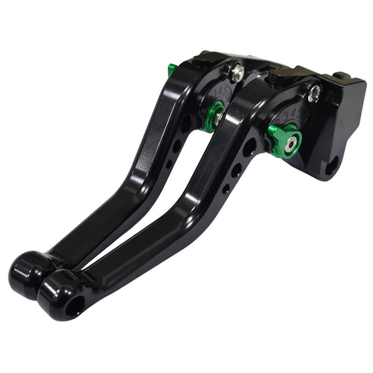 Short Black Green Clutch & Brake Levers For Kawasaki ZX-6 W800 ZXR400 ER-5 Z750S