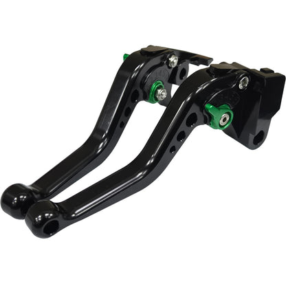 Short Black Green Clutch & Brake Levers For Kawasaki ZX-6 W800 ZXR400 ER-5 Z750S