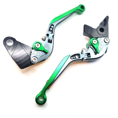 Green / Titanium Clutch & Brake Levers - Kawasaki ER-6N Ninja 650R 2009-2016