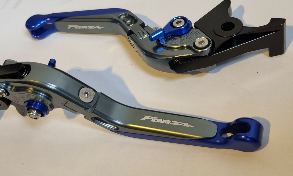 Honda Forza 125 300 750 2010-2026 - Front & rear Brake Levers - Titanium / Blue