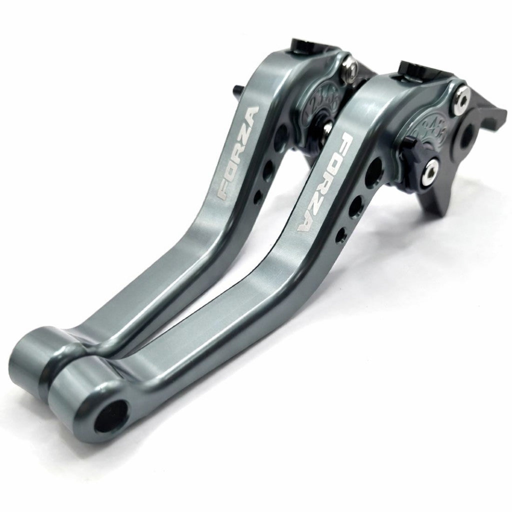 Honda Forza 125 300 750 2010-2026 Short Clutch Brake Lever Set - Titanium / Blue