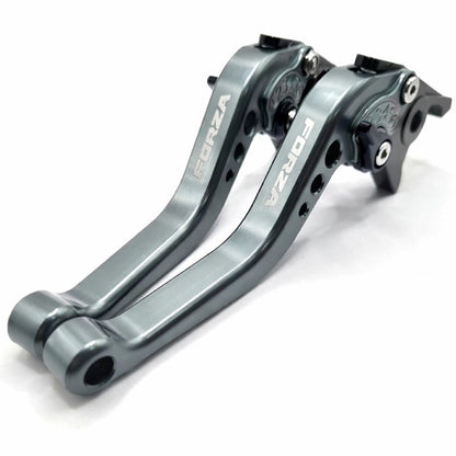 Honda Forza 125 300 750 2010-2026 Short Clutch Brake Lever Set - Titanium / Blue