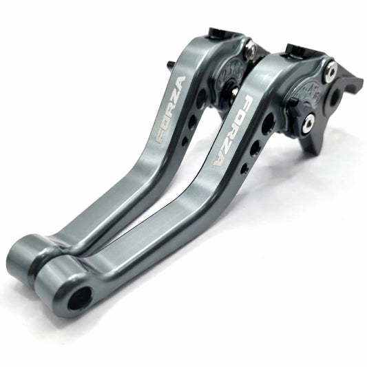 Honda Forza 125 300 750 2010-2026 Short Clutch Brake Lever Set - Titanium / Blue