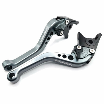 Honda Forza 125 300 750 2010-2026 Short Clutch Brake Lever Set - Titanium / Blue