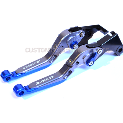 Titanium/Blue Adjustable Clutch Brake Lever Set - BMW G310R G 310 R 2017-2026