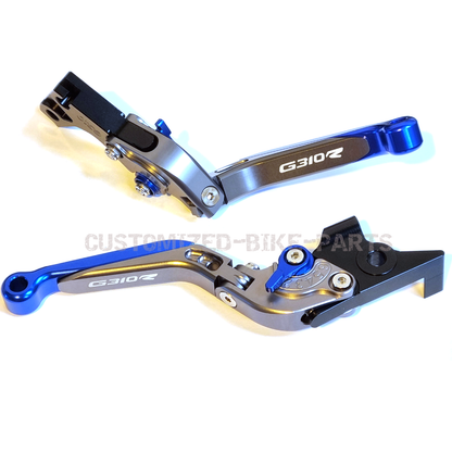 Titanium/Blue Adjustable Clutch Brake Lever Set - BMW G310R G 310 R 2017-2026