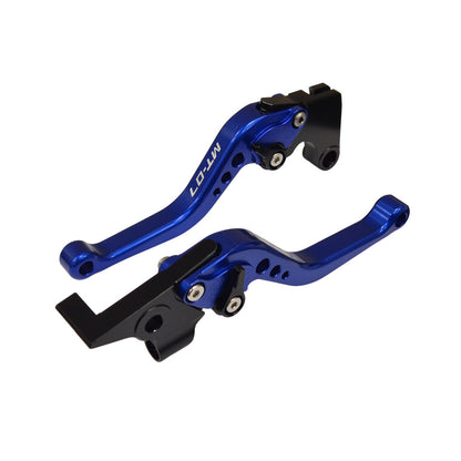 Engraved Short Blue Clutch & Brake Levers For Yamaha MT-07 2014-2026