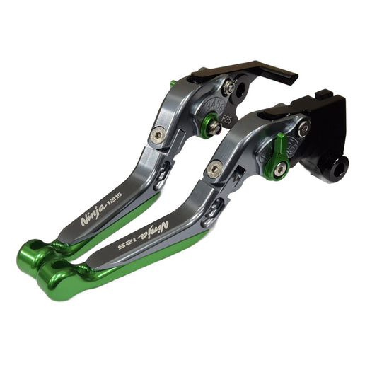 Adjustable Clutch Brake Lever Set Green/Titanium Kawasaki Ninja 125 2019-2026