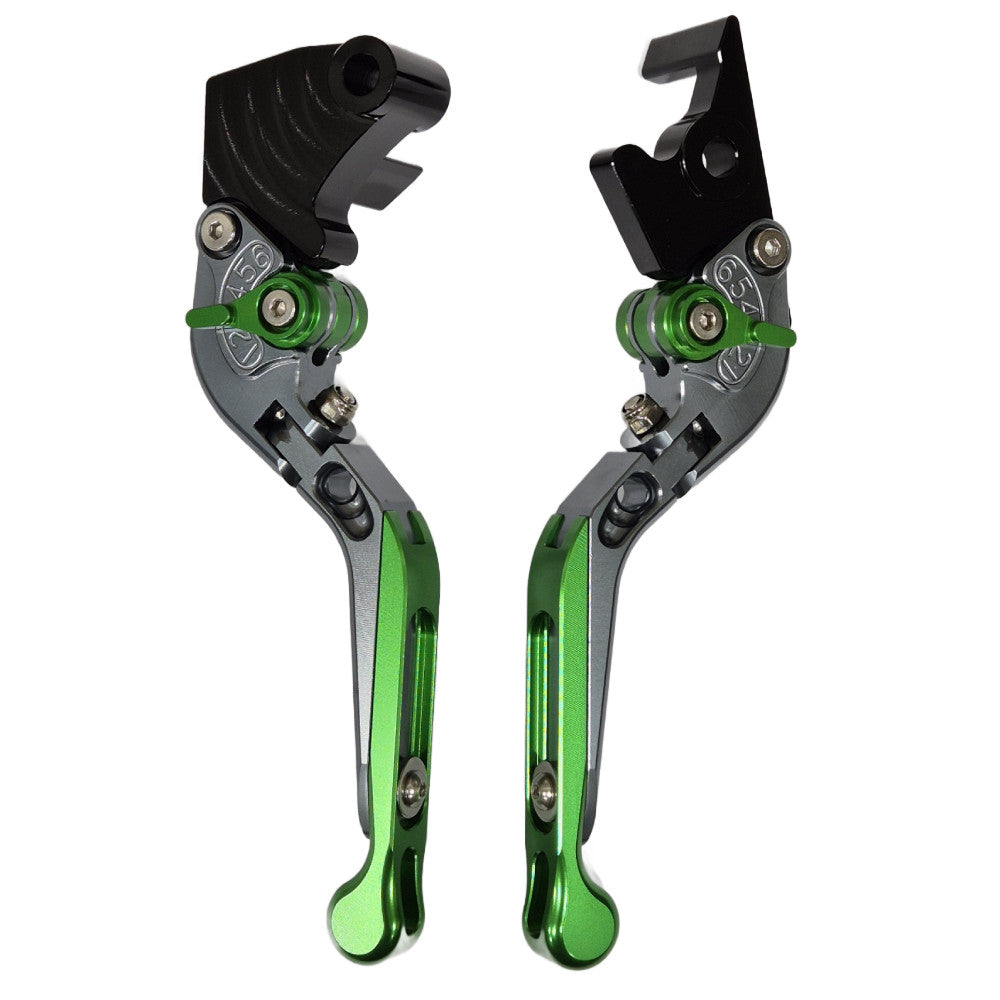 Adjustable Clutch Brake Lever Set Green/Titanium Kawasaki Ninja 125 2019-2026