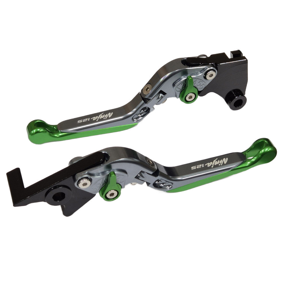 Adjustable Clutch Brake Lever Set Green/Titanium Kawasaki Ninja 125 2019-2026