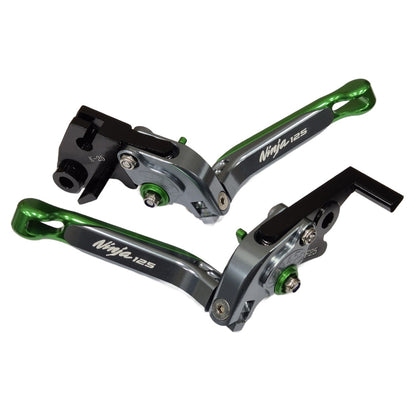 Adjustable Clutch Brake Lever Set Green/Titanium Kawasaki Ninja 125 2019-2026