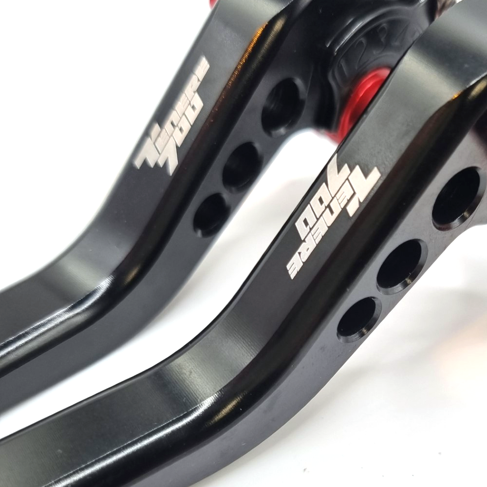 Black Short Engraved Clutch & Brake Levers - Yamaha Tenere 700 2019-2026
