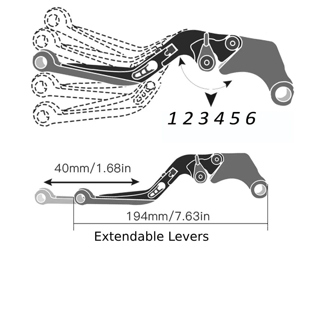 Adjustable Clutch & Brake Levers Set Blue / Black - Yamaha YZF-R3 2014-2026