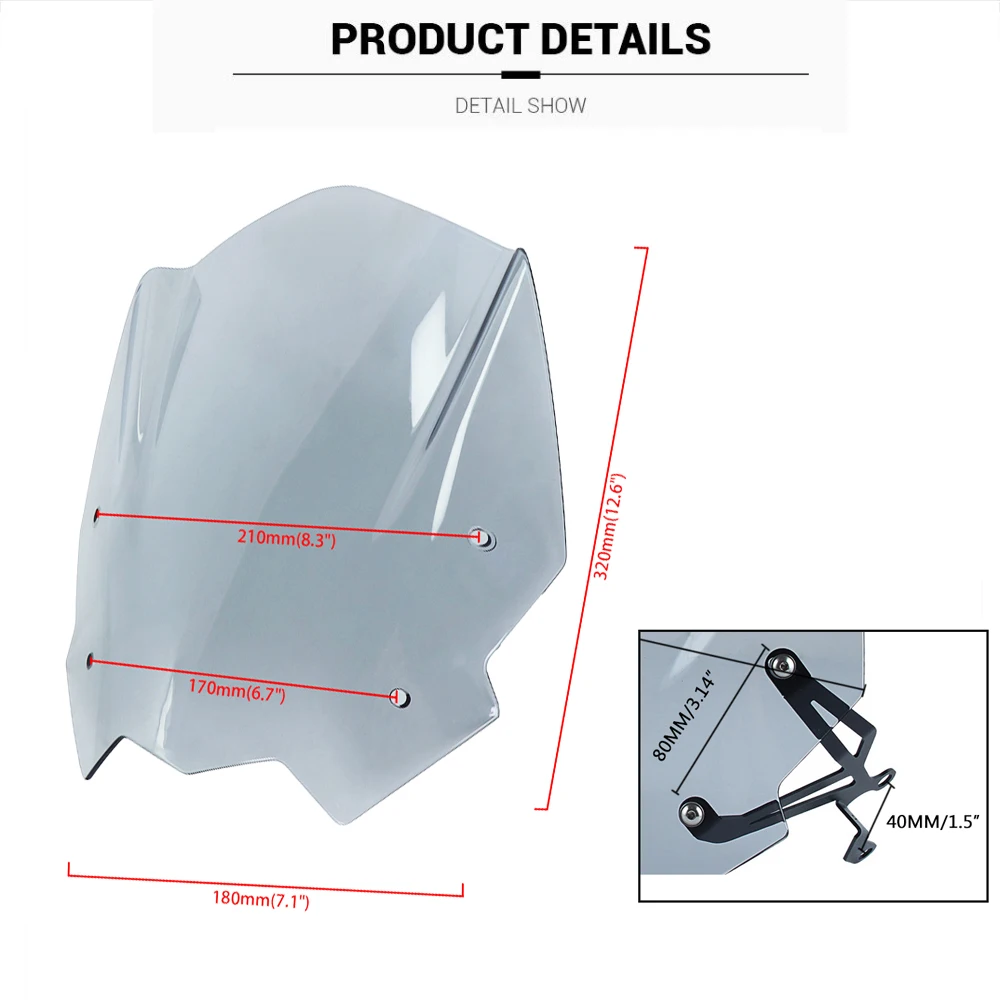 Motorcycle Smoky Grey Windscreen Windshield Screen - BMW G310R 2017-2026