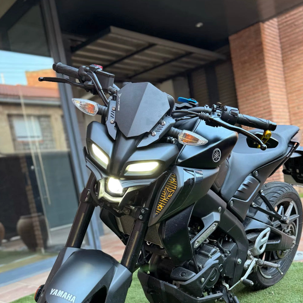 Black Aluminium Small Windscreen Windshield Screen Yamaha MT-125 2020-2026