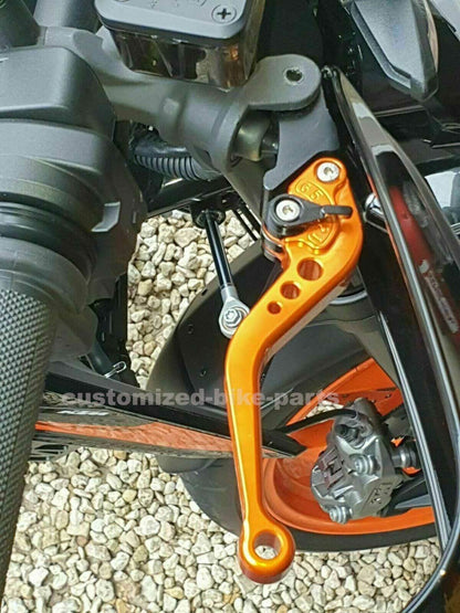 KTM 890 Duke 2020-2026 ORANGE SHORT ADJUSTABLE BRAKE & CLUTCH LEVER SET