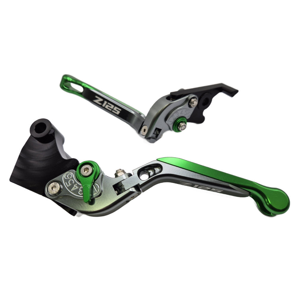 Adjustable Clutch Brake Lever Set Green/Titanium Kawasaki Ninja Z125 2019-2026