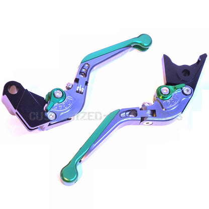 Titanium / Green Adjustable Brake Clutch Levers - Kawasaki Z650 2017-2025