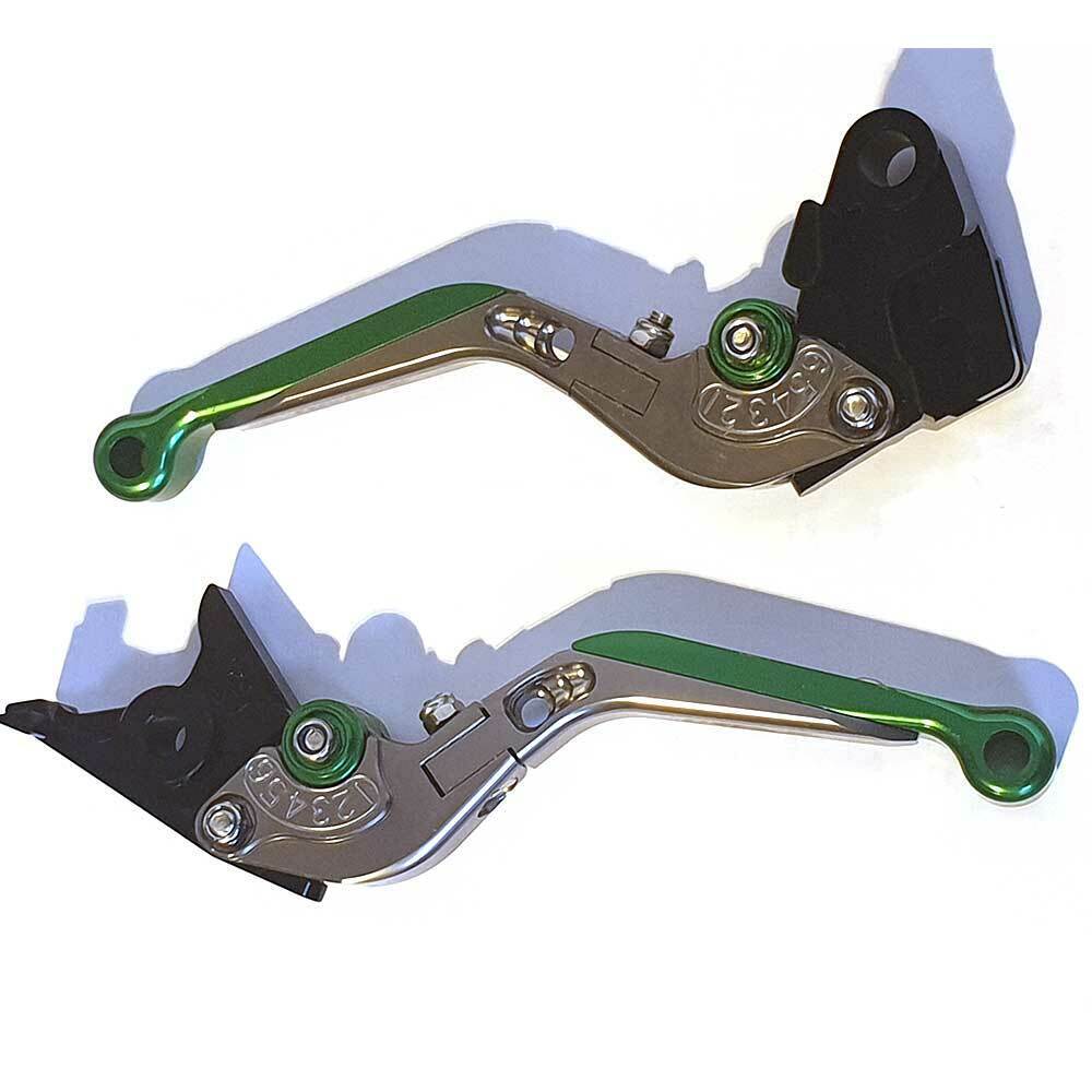 Titanium / Green Adjustable Brake Clutch Levers - Kawasaki Z650 2017-2025