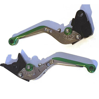 Titanium / Green Adjustable Brake Clutch Levers - Kawasaki Z650 2017-2025