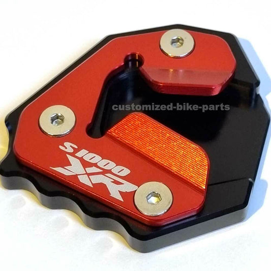 Black/Red CNC Side Stand Kickstand Shoe Extender - BMW S 1000 XR 2020-2025