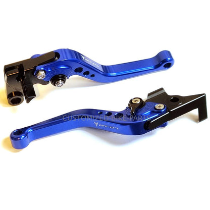 Engraved Short Blue Clutch & Brake Levers For Yamaha MT-07 2014-2025