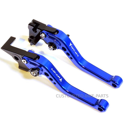 Engraved Short Blue Clutch & Brake Levers For Yamaha MT-07 2014-2025
