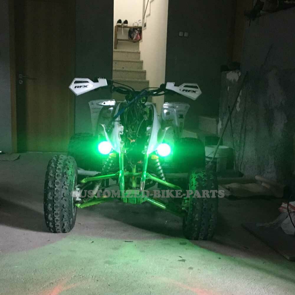 2x 125W U7 LED Motorcycle Angel Eyes Headlight Spotlight Auxiliary Lights Green