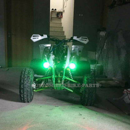 2x 125W U7 LED Motorcycle Angel Eyes Headlight Spotlight Auxiliary Lights Green